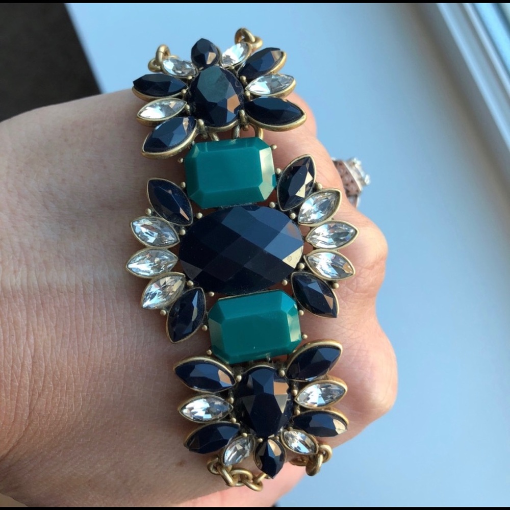 J.CREW Rhinestone Navy & Forest Green Bracelet - Picture 3 of 4